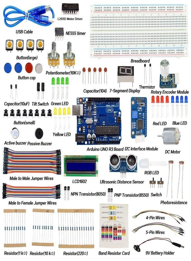 Electrobot Primary DIY Starter Kit for UNO R3 with 27 Projects including Code & Tutorial CD - Image 1